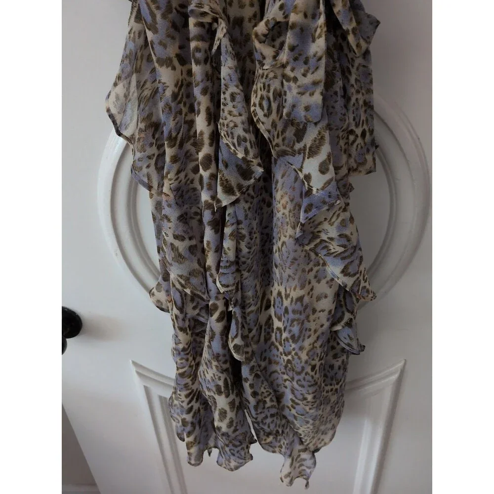 Bardot Junior Girls 10 Midi Tiered Chiffon Dress Animal Print Ruffled Straps/Tie